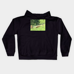 Deer and Crows on a Mountain Kids Hoodie